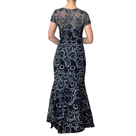 DAVID MEISTER FLORAL JACQUARD FULL LENGTH GOWN Women Size 2 - Picture 5 of 16